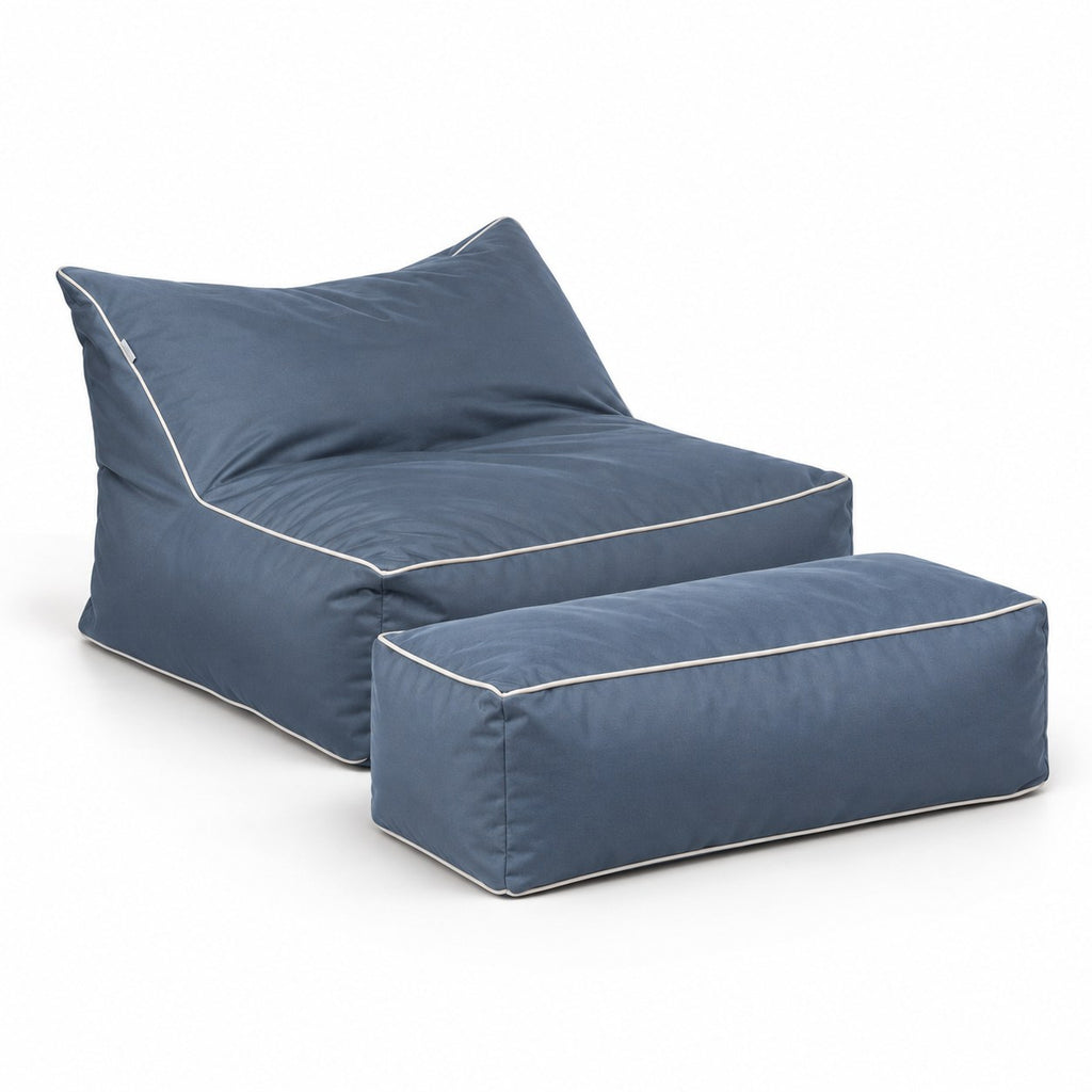 Chunky Completa: Reposera Chunky y su Modular en Gris Plomo, vista frontal de tres cuartos