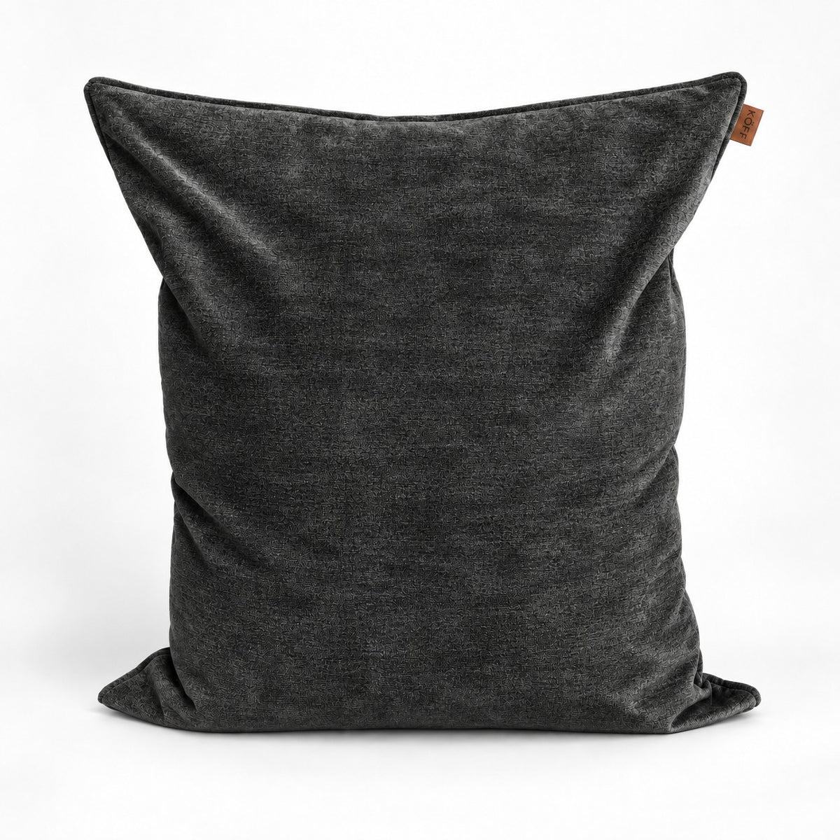 Negro — Cojín XL Köff en tela velvet, vista frontal