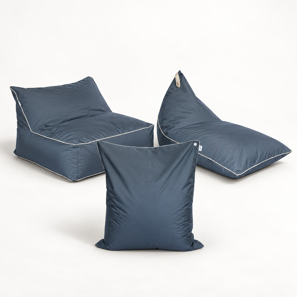 Conjunto Terraza Köff: Reposera Chunky, Cojín Exterior L y Cojín Triangular Exterior