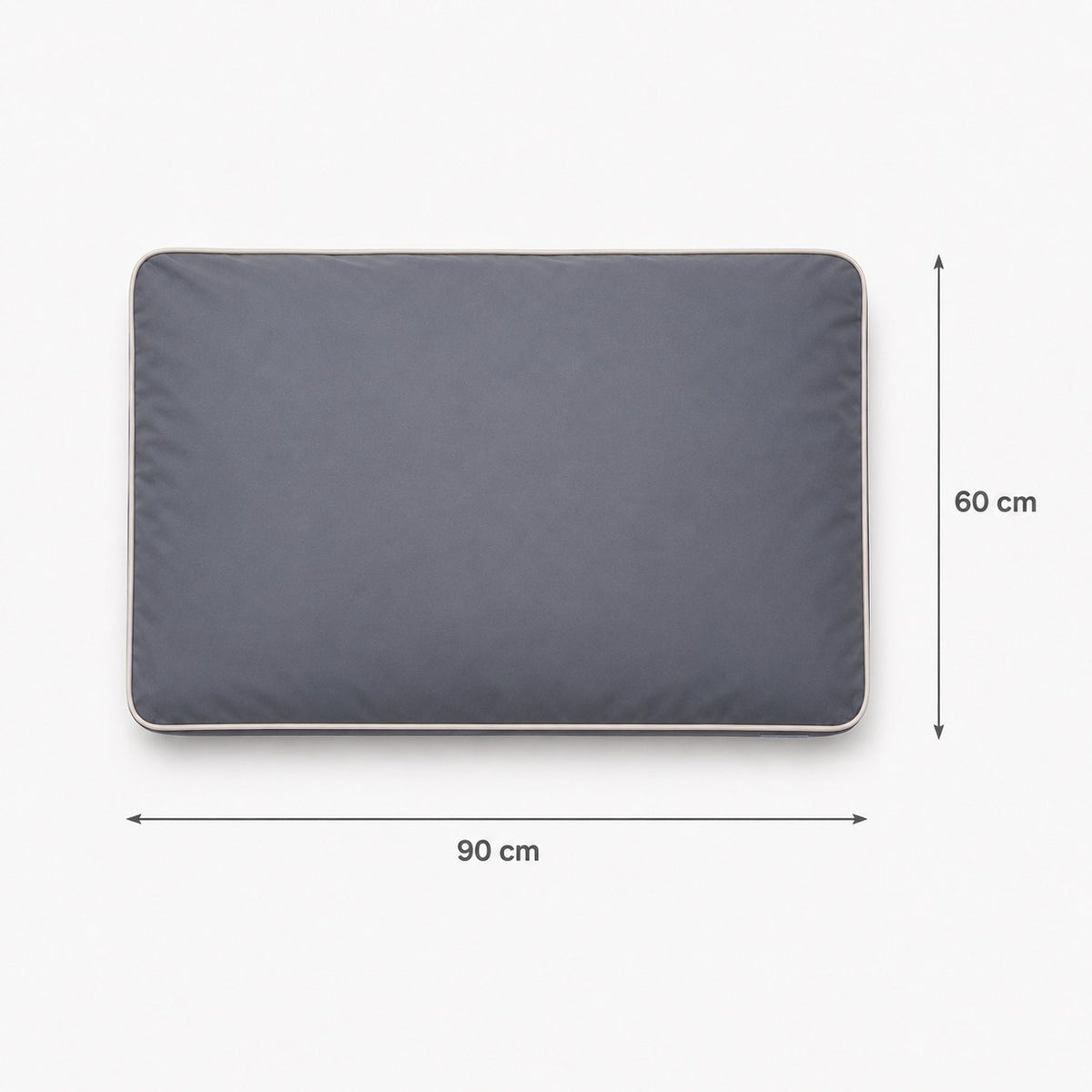 Talla M · 90 × 60 cm — Gris Plomo — Cama Köff Form Exterior vista desde arriba