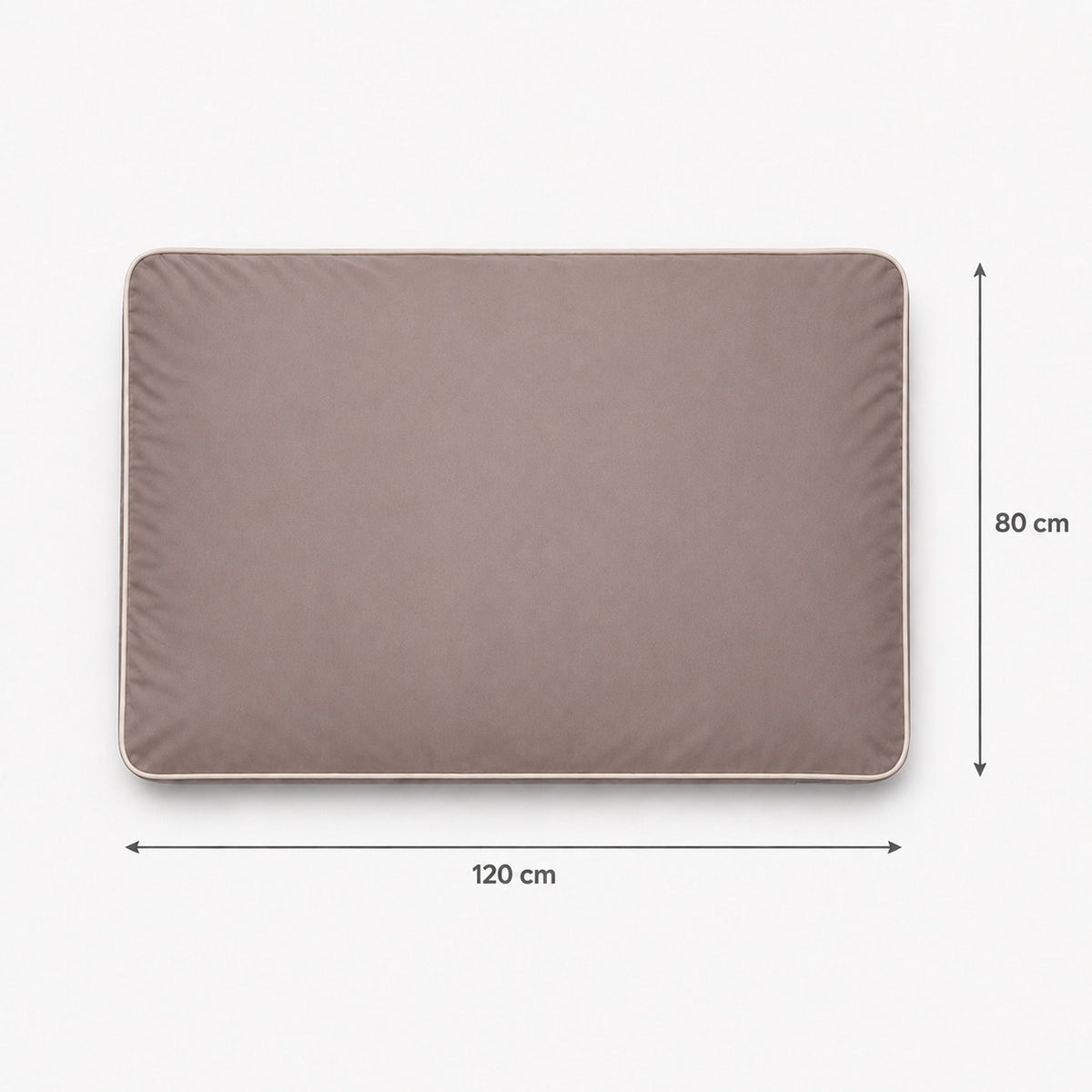Talla L · 120 × 80 cm — Taupe — Cama Köff Form Exterior vista desde arriba