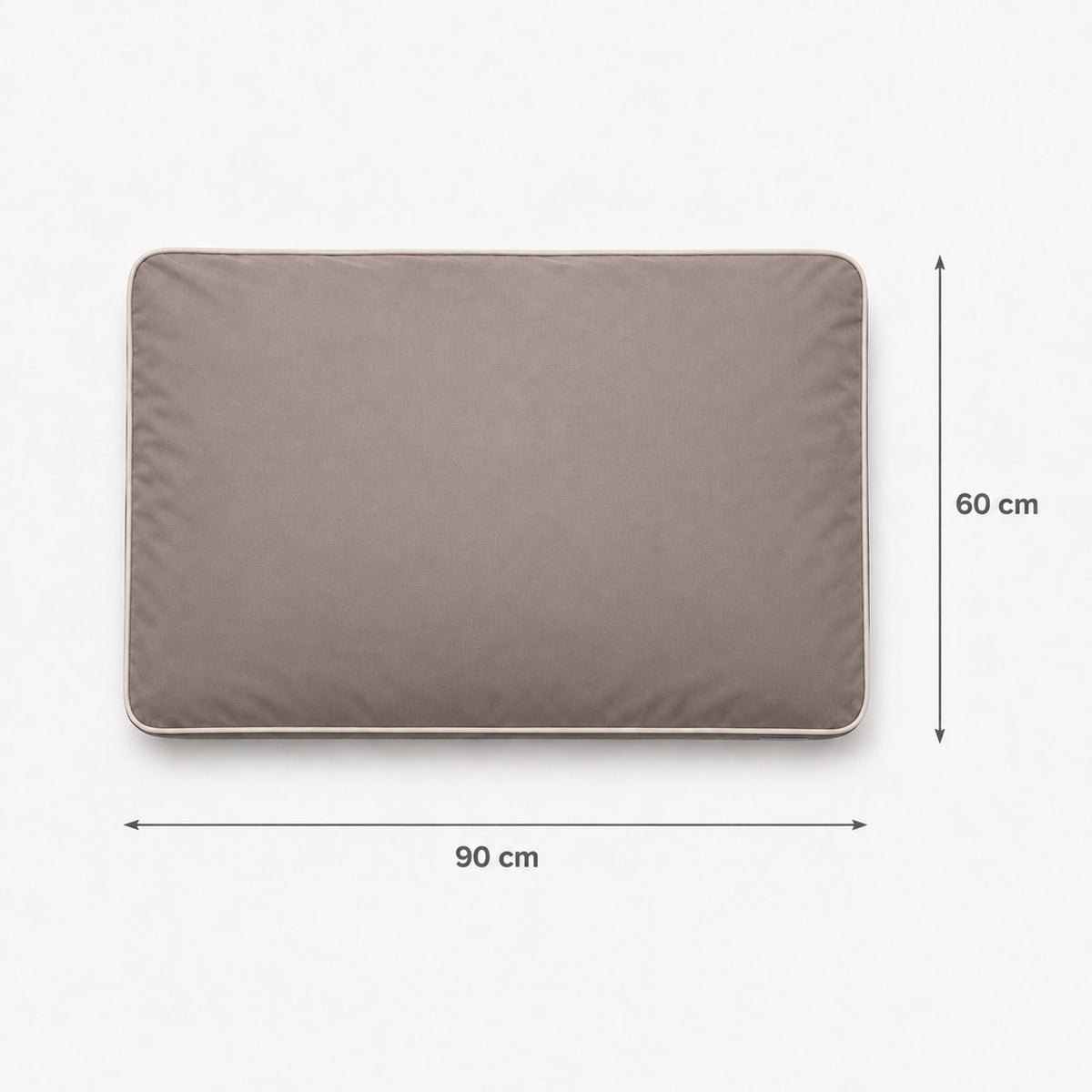 Talla M · 90 × 60 cm — Taupe — Cama Köff Form Exterior vista desde arriba