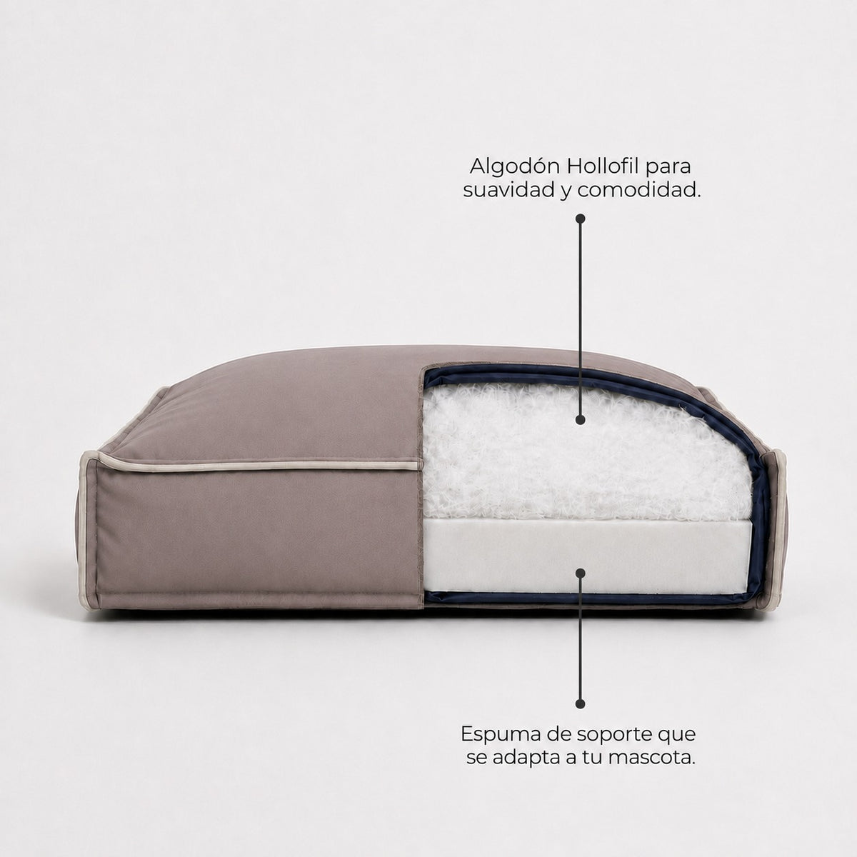 Taupe — Corte de la Cama Köff Form Exterior: espuma de soporte abajo y algodón Hollofil encima