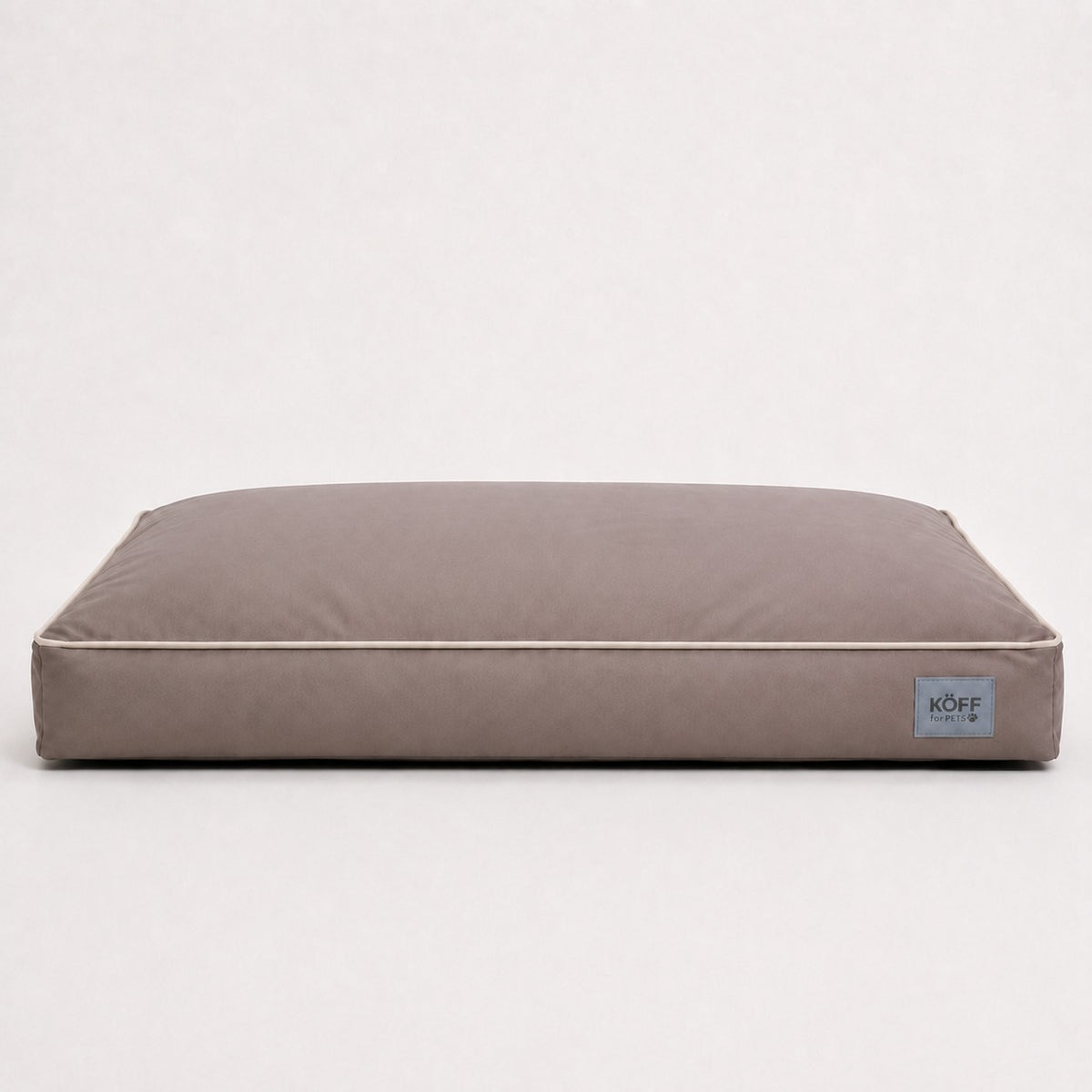 Talla XL · 130 × 90 cm — Taupe — Cama Köff Form Exterior en taupe, vista frontal