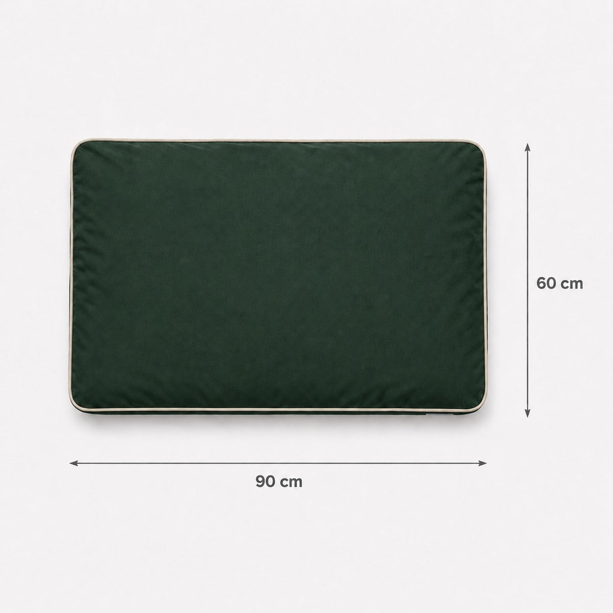 Talla M · 90 × 60 cm — Verde Bosque — Cama Köff Form Exterior vista desde arriba