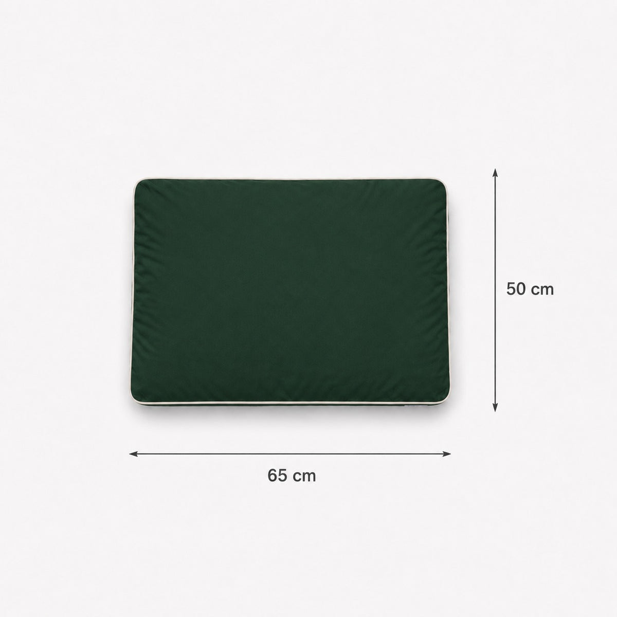 Talla S · 65 × 50 cm — Verde Bosque — Cama Köff Form Exterior vista desde arriba