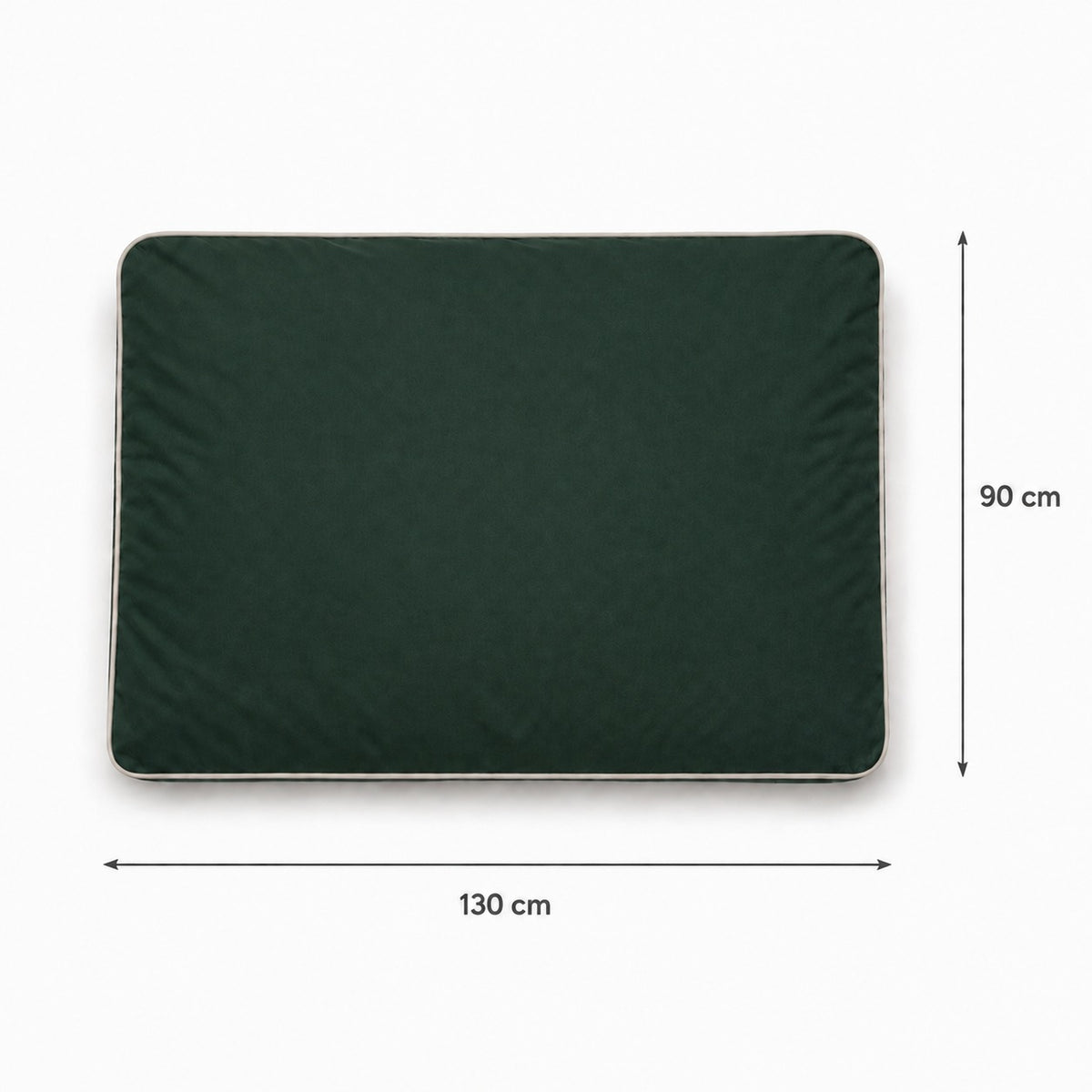 Talla XL · 130 × 90 cm — Verde Bosque — Cama Köff Form Exterior vista desde arriba