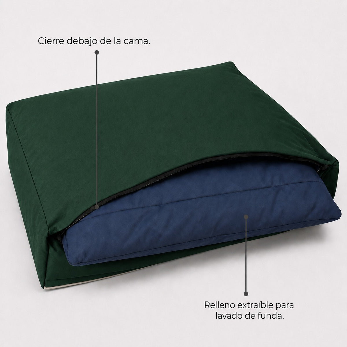 Verde Bosque — Funda exterior desmontable de la Cama Köff Form Exterior, con el cierre debajo de la cama