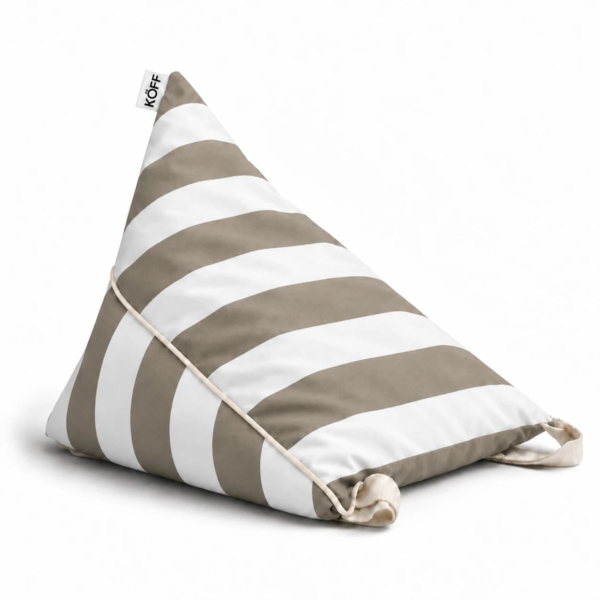 Taupe — Respaldo de playa Triangular Köff con rayas taupe y blancas