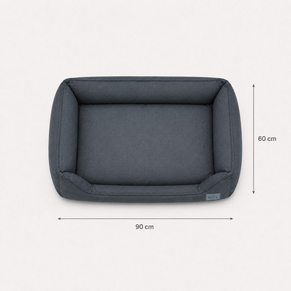 Talla M · 90 × 60 cm — medidas de la cama: 90 cm de ancho por 60 cm de fondo