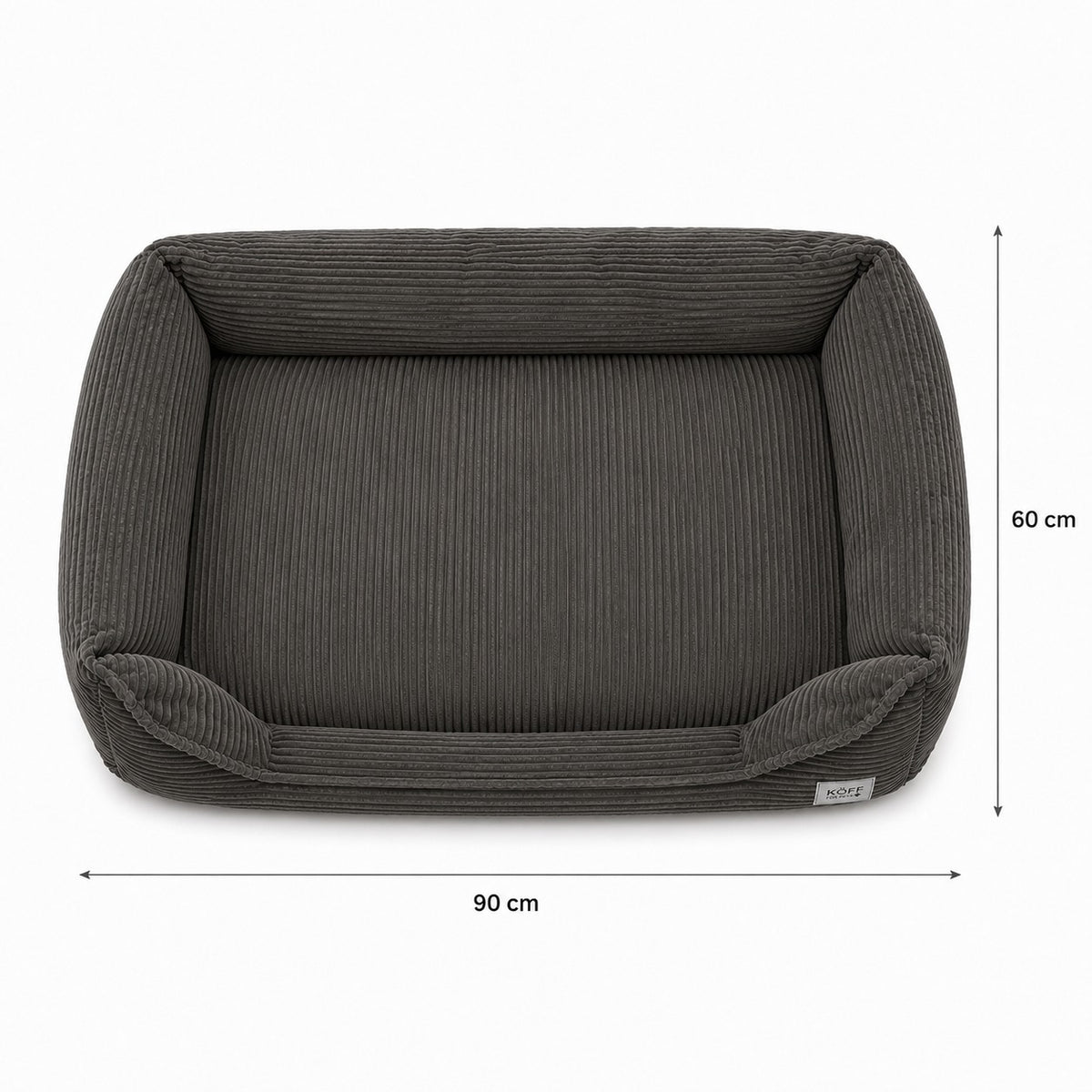 Talla M · 90 × 60 cm — medidas de la cama: 90 cm de ancho por 60 cm de fondo